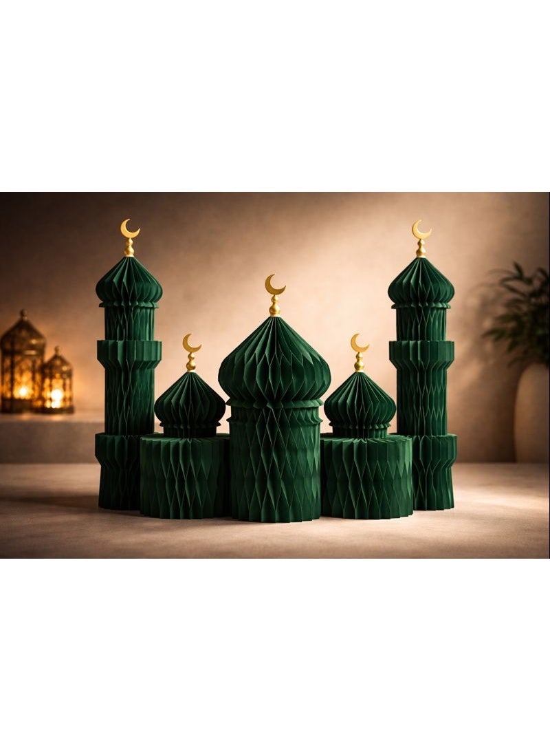 Green Honeycomb Mosque Decor Set Ramadan & Eid Islamic Table Decoration - Image 3